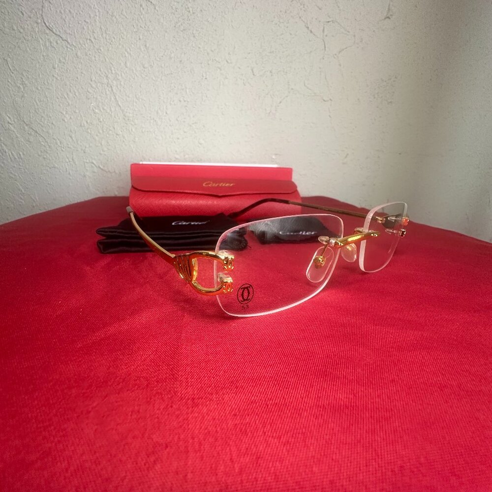 Cartier Glasses Wire Frame Clear lens rimless frame
